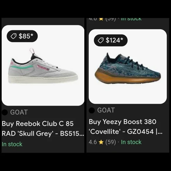 Yeezy Boost 380 'Covellite' + Reebok Club C 85 RAD 'Skull Grey sz 9.5 lot - Picture 2 of 4